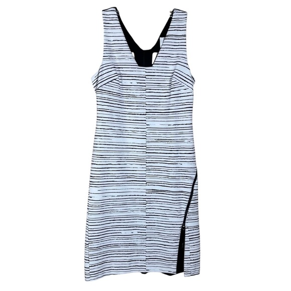Julia Jordan Dress Size 14 Black White Stripe Knit Sheath Cut Out Back Zipper - Picture 14 of 14